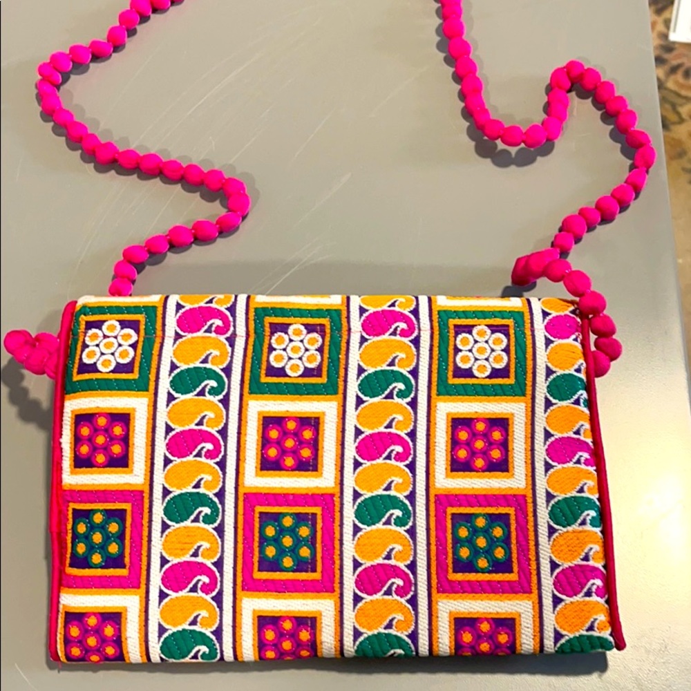 Decorated multicolor clutch purse